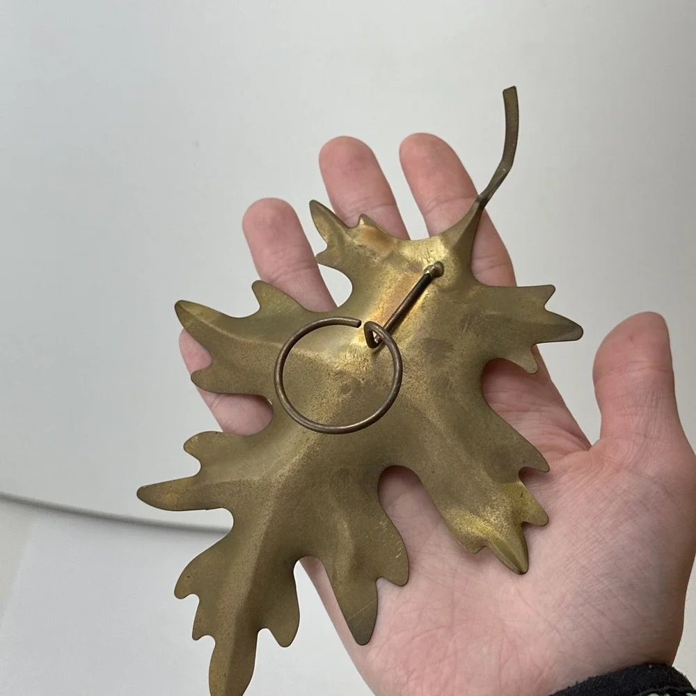 Vintage Fine Brass Oak Leaves Wall Hanging Set 2 Shiny Autumn Fall Home Decor